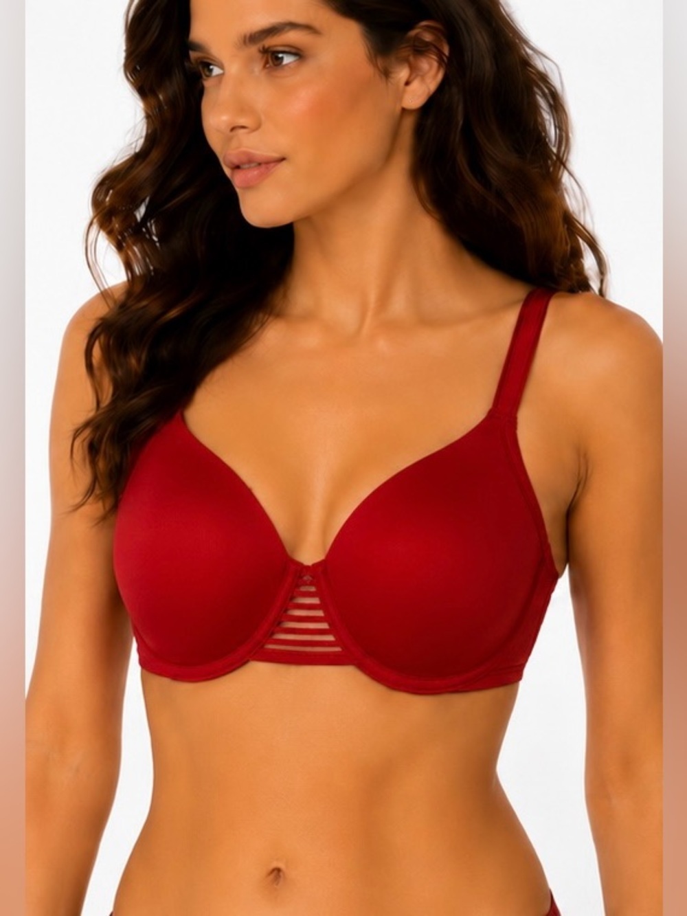 Natori Yogi Underwire Contour Bra 32DDD Red Full Coverage T-Shirt Comfort Bra
